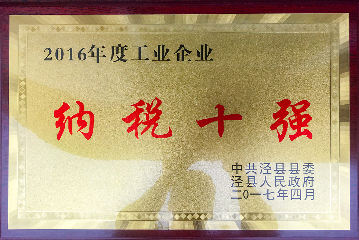 2016年工業(yè)企業(yè)納稅十強(qiáng)